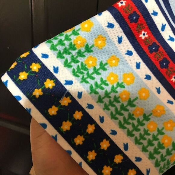 Vtg NPC Fashions Womens Blouse M Poly Retro 3/4 Sleeves Spread Collar Floral - Picture 6 of 10